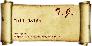 Tull Jolán névjegykártya