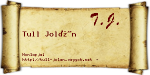 Tull Jolán névjegykártya